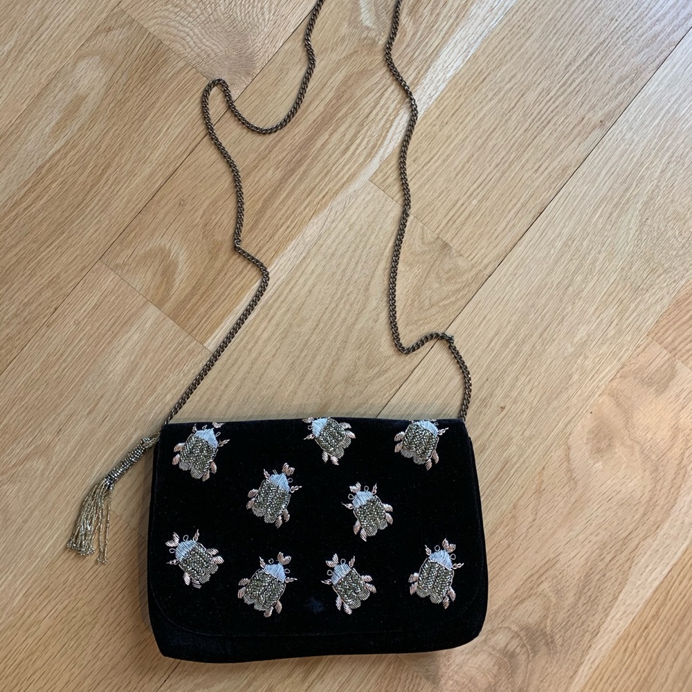 Monoprix black velvet bag good condition